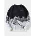 Men Knitted Landscape Mountain Snow Pullover Loose Casual Sweaters