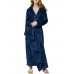 Plus Size Coral Fleece Thick Cardigan Coats Pajamas Gown with Belt