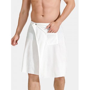Mens Solid Color Bathtub Skirt Soft Comfortable Absorbent Beach Towel