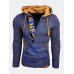 Mens Letter V  Neck Zip Knit Pullover Casual Drawstring Hooded Sweaters