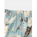 Mens Tropical Leaves Print Pajama Set Two Pieces Home Casual Sleepwear