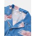 Men Chinese Style Crane Print Pocket Luxury Faux Silk Pajama Sets